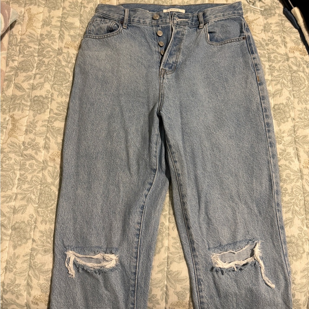 PacSun Light Blue Distressed high rise straight Jeans